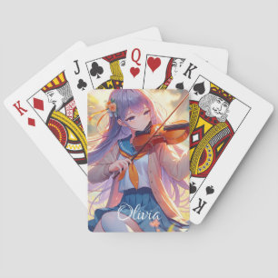 Jeu De Cartes Personnalisée Anime Girl Jouer le violon