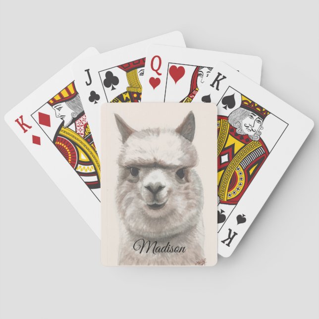 Jeu De Cartes Personnaliser Alpaca Llama sourires Anniversaire C (dos)