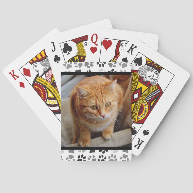 Jeu De Cartes Personnaliser des Empreintes de pattes de photo po (dos)