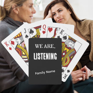 Jeu De Cartes Personnaliser "ÉCOUTER" & Nom de famille B&W Game