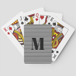 Jeu De Cartes Personnaliser monogramme initial noir blanc rayure