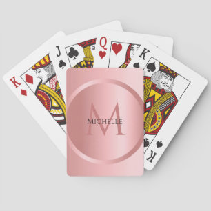 Jeu De Cartes Personnaliser Rosegold Monogram Elegant Modèle