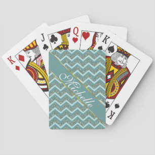 Jeu De Cartes Personnalisez ce zigzag turquoise de parties