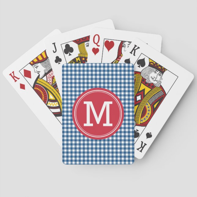Jeu De Cartes Personnalisez le Monogramme de style Country Blue  (dos)