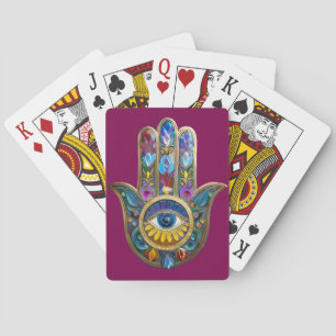 Jeu De Cartes Pétales Colorés Feuilles Hamsa Saphir Troisième Oe