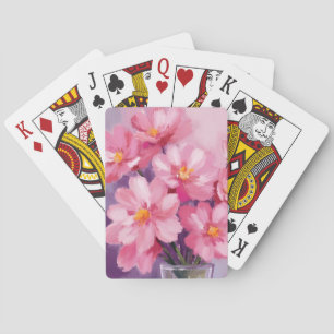 Jeu De Cartes Pétales roses en fleurs   Peinture de fleurs à l'a