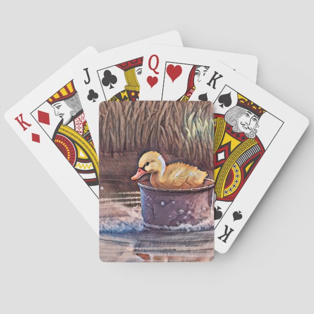 Jeu De Cartes Petit Canard Jaune Jouant Dans Le Seau (dos)