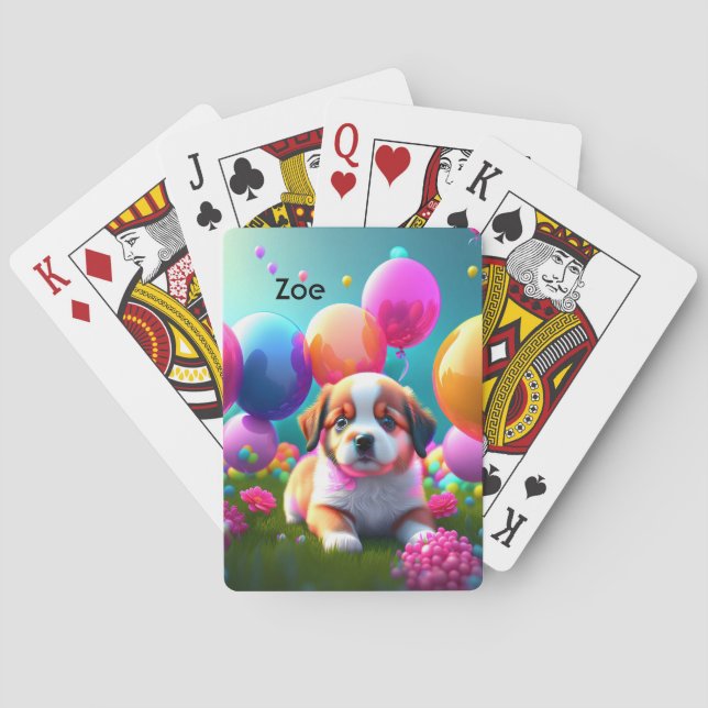 Jeu De Cartes Petit chiot avec ballons - doux (dos)