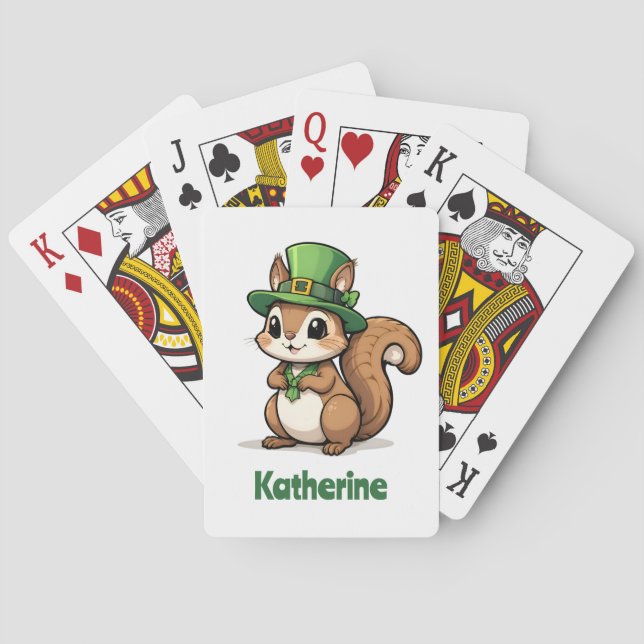 Jeu De Cartes Petit écureuil de jour Saint Patrick personnalisé (dos)