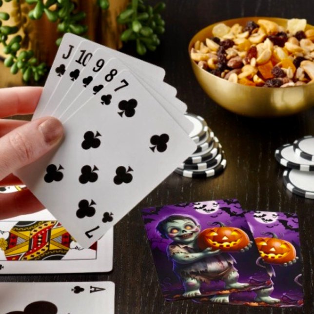 Jeu De Cartes Petit Monstre Vert & Ami Citrouille (Poker cards easy to shuffle, smooth card stock. Dimensions: 2.5" x 3.5”. )