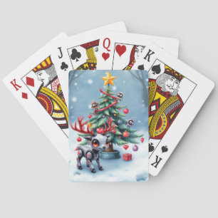 Jeu De Cartes Petit renne Cyberpunk avec sapin de Noël