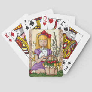 Jeu De Cartes Petite fille avec lapin de Pâques