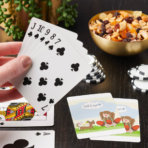 Jeu De Cartes Petite fille et chien brun meilleurs amis