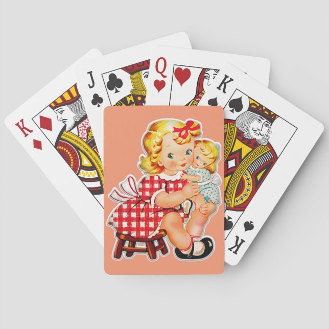 Jeu De Cartes Petite fille retro vintage poupée (dos)