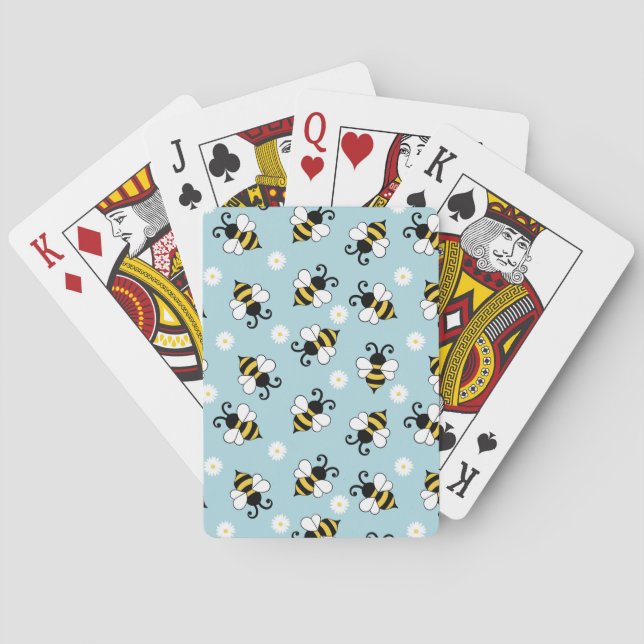 Jeu De Cartes Petites abeilles mignonnes et fleurs marguerites m (dos)