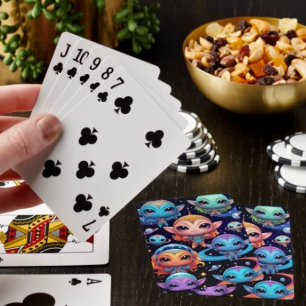 Jeu De Cartes Petits Aliens multicolores dans l'espace