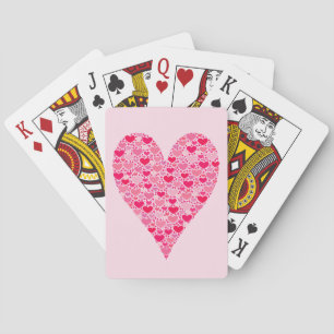Jeu De Cartes Petits Cœurs Grand Cœur sur Rose Pink