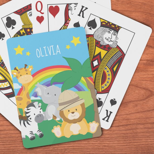 Jeu De Cartes Petits enfants Safari Animaux de la jungle et prén (Créateur téléchargé)