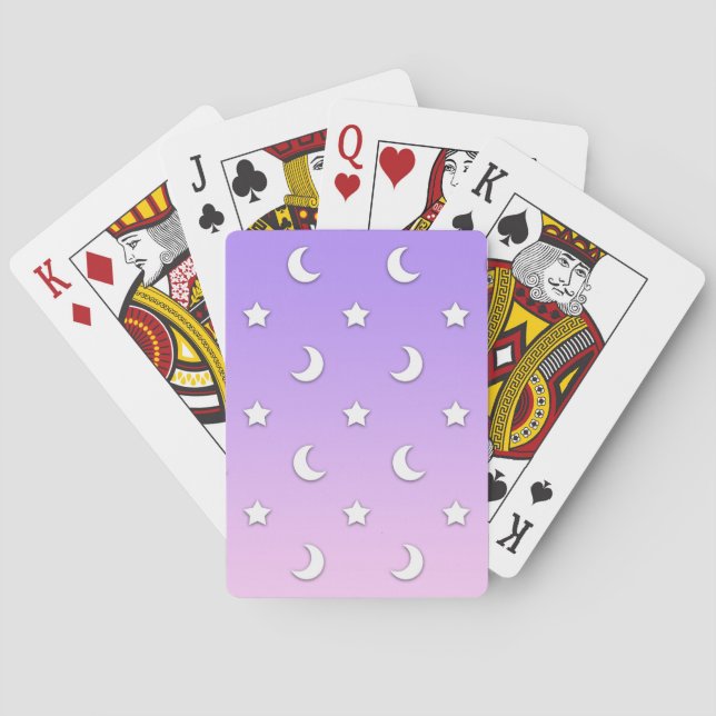Jeu De Cartes Petits motifs d'étoiles et de lunes blanches (dos)