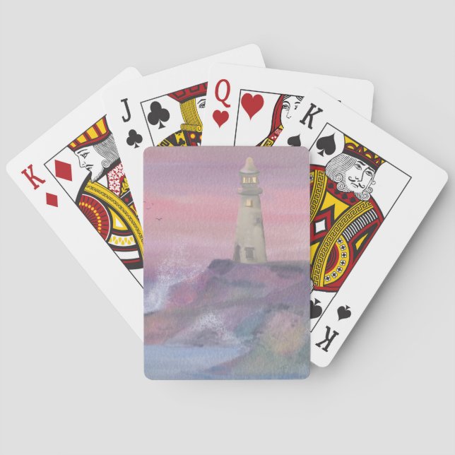Jeu De Cartes Phare Côtier Bluff Avec Ciel Rose (dos)