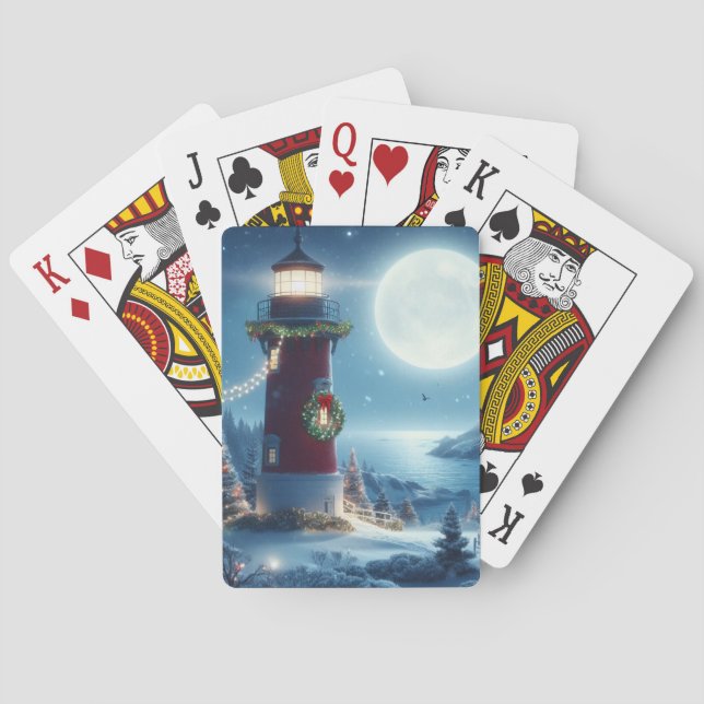 Jeu De Cartes Phare de Noël nautique (dos)