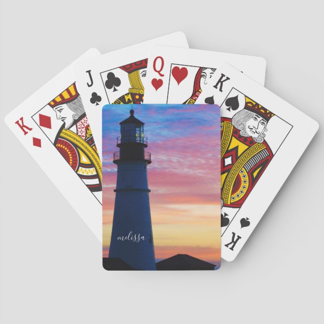 Jeu De Cartes Phare de Portland Head Sunrise Maine (dos)