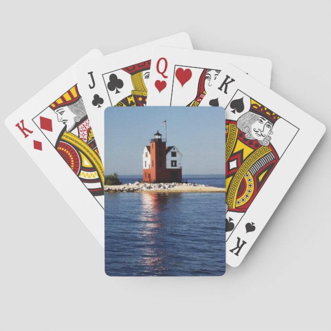 Jeu De Cartes Phare de Round Island Île Mackinac (dos)