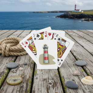 Jeu De Cartes Phare rouge et blanc Thème nautique côtier