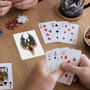 Jeu De Cartes Phénix Ardente Oiseau de Feu Tribal Noir Flammes