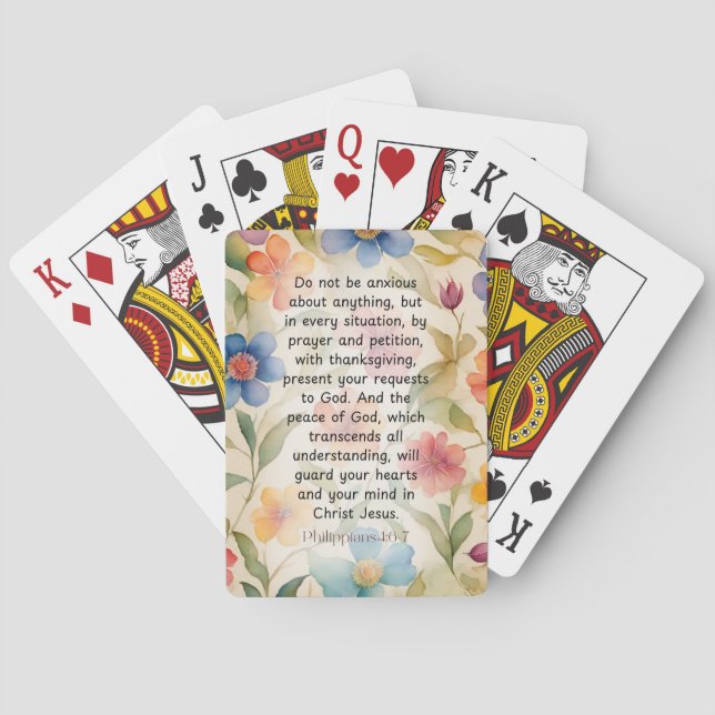 Jeu De Cartes Philippiens 4:6-7 Bible chrétienne Verse Aquarelle (dos)