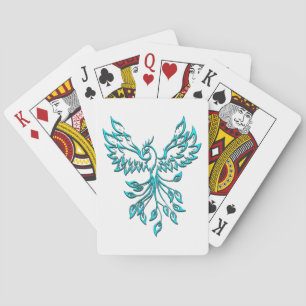 Jeu De Cartes Phoenix bleu se lève sur blanc