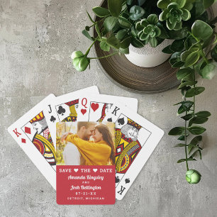 Jeu De Cartes Photo Cœur Rouge Moderne Épargne la Date
