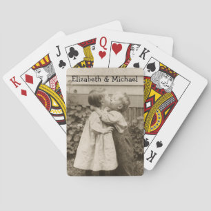 Jeu De Cartes Photo d'amour vintage d'enfants s'embrassant dans 