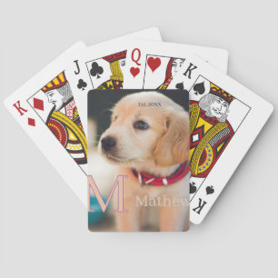 Jeu De Cartes photo de chien familial année nom monogramme chat