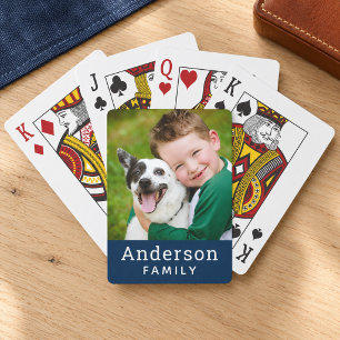 Jeu De Cartes Photo de famille moderne Navy Blue