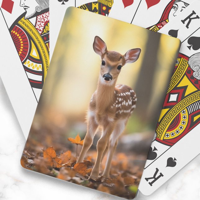 Jeu De Cartes Photo de faon de cerf dans la forêt (Baby deer photo playing cards)