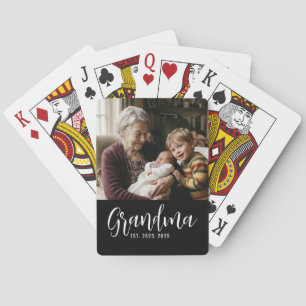 Jeu De Cartes Photo de grand-mère avec écriture moderne noire ét