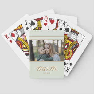 Jeu De Cartes Photo de maman établie minimaliste or et vert saug