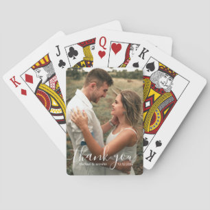Jeu De Cartes photo de mariage écriture élégante merci