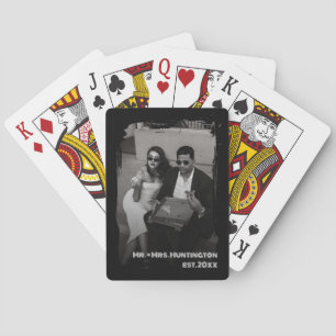 Jeu De Cartes Photo de mariage personnalisé minimaliste noir et 
