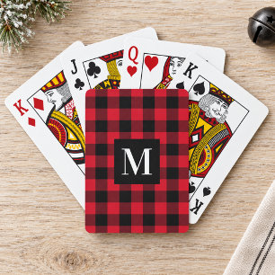Jeu De Cartes Photo de monogramme à carreaux bisons Rouge Rustiq