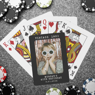 Jeu De Cartes Photo de naissance personnalisé Rétro Vintage