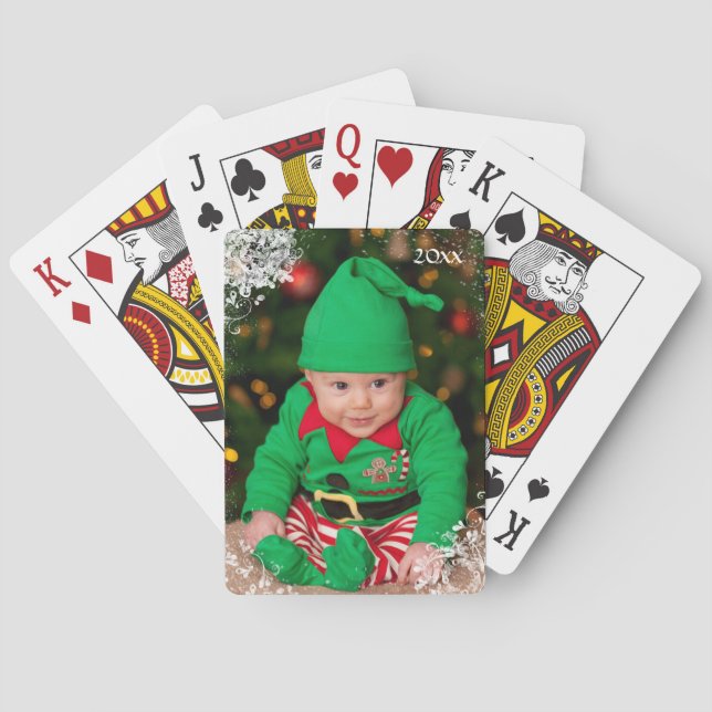 Jeu De Cartes Photo de Noël personnalisée Cadre de flocon de nei (dos)