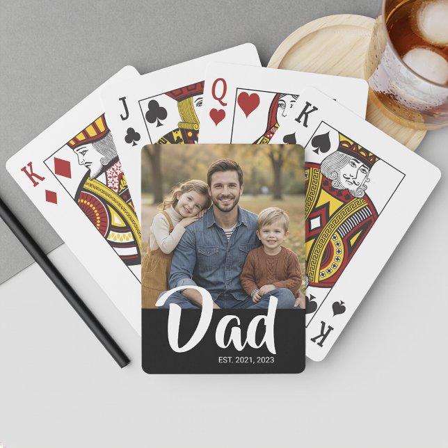 Jeu De Cartes Photo de script noir établie par papa (Dad Established Script Black Photo Poker Cards)