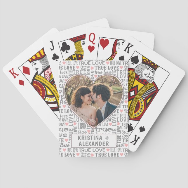 Jeu De Cartes Photo en forme de cœur Amour Vrai Saint-Valentin o (dos)