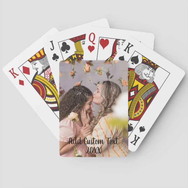 Jeu De Cartes Photo intégrale - Texte personnalisé vertical et p (dos)