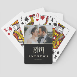 Jeu De Cartes Photo Mariage du jeu noir monogramme