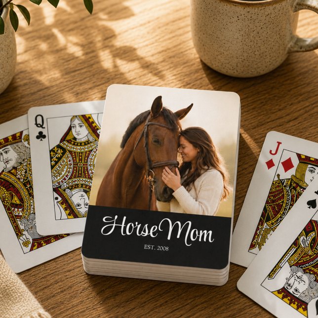 Jeu De Cartes Photo noir de script établi de maman de cheval (Créateur téléchargé)