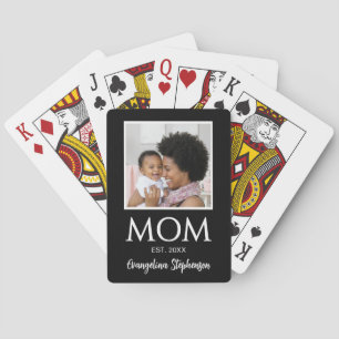 Jeu De Cartes Photo personnalisé noir blanc Nouvelle maman établ