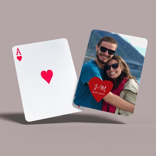 Jeu De Cartes Photo personnalisée amour initiales coeur moderne (Créateur téléchargé)